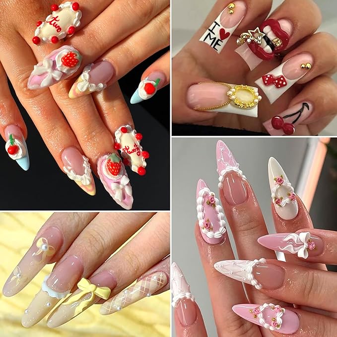 Colored Sculpting Gel for Nail Art, 6 Colors Nail Clay for 3D Art, Non-Sticky Hard Solid Builder Gel with Silicone Carving Pen, Nail Molding Kit for Home Manicure & Professional Salon