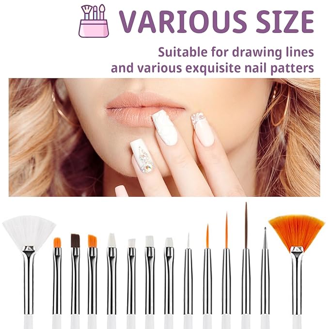 22 Pcs Nail Art Brushes Set with Resin Palette and Silicone Carving Pen,Professional Nail Art Tools Kit for DIY Gel Polish,Includes Dotting Tools and Nail Art Palette,white