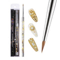 PANA 3D Kolinsky Nail Art Brush - Gold Glitter Handle, Size 2 - Acrylic Nail Art Sculpture Brush for Manicures Pedicure Salon Professional or Beginner