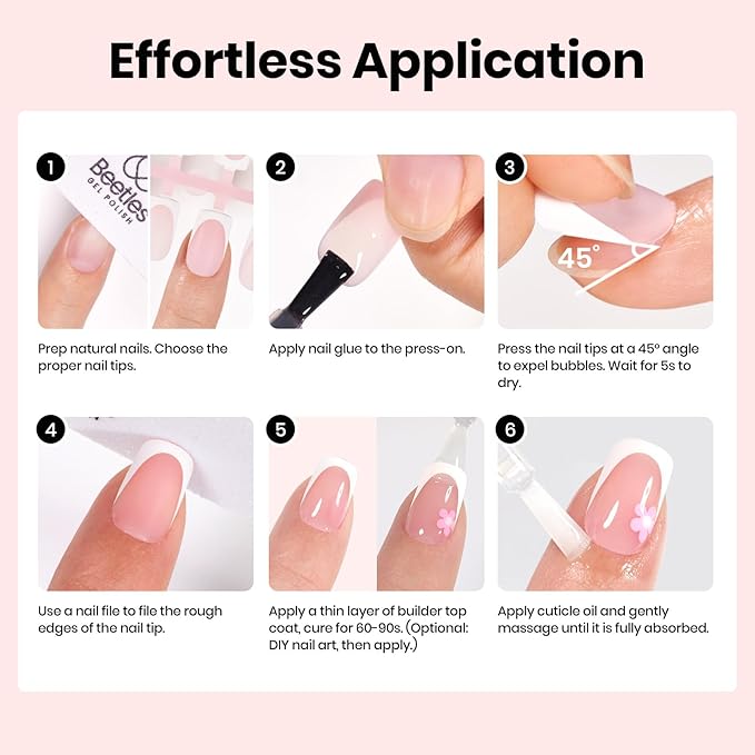 Beetles Fast Dry Nail Glue & Builder Top Coat Set, Strong Hold Nail Glue for Press-On Nails, High Shine Builder Top Coat for French Tips