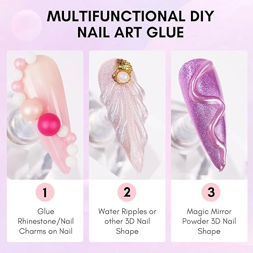 Makartt Nail Charms Rhinestone Glue Kit: 15ML Gel with 3D Heart Charm and Ball Decor for Nails Art Design DIY Acrylic Supply for Techs Decorations Gift Set