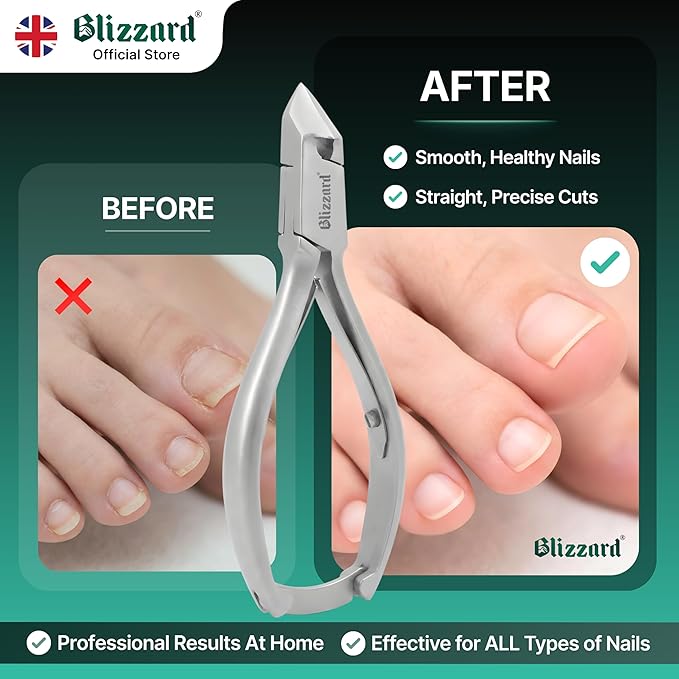 Nail Clippers for Men with Thick or Ingrown Toenails – Blizzard Podiatrist Toenail Clipper Set German Forged – 5.5 inch Heavy Duty Nail Cutter – Moon Head Smooth Handles - Hospital Grade