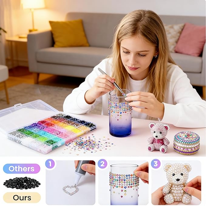 Bedazzler Kit with Rhinestones, Upgrade Colorful DIY Resin Rhinestone Kit for Bedazzling, Resin Jelly Rhinestones for Bedazzling Kit for Diamond Art Bedazzled Nail Art Crafting Makeup (32000pcs)