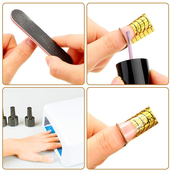 20 Pieces Reusable Nail Extension Forms Guide Protector Nail Tips Acrylic UV Gel Protector for Salon Home Supply(Gold, Silver)