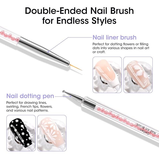 GELLEN White Pat Painting Gel, Gel Paint for Nails, French Nail Art, No Wipe Drawing Striping Liner Painted Aura Ombres Gradient Nails, Soak Off Nail Art with Dotting Pen for DIY Salon Manicure