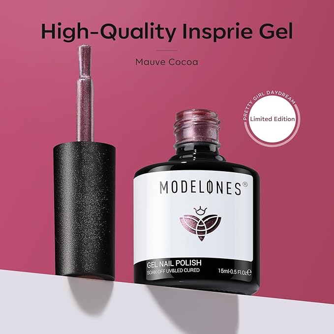 modelones Glitter Gel Nail Polish Pastel Red Gel Nail Polish Soak-Off UV Gel Polish - 28+ Days Long-Lasting Salon-Quality Nail Art DIY Manicure & Gift 15ML