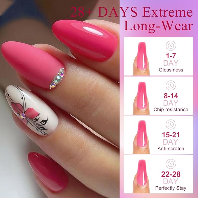 MTSSII 15Pcs Gel Nail Polish Set 6Pcs Gel Polish + 3Pcs Poly Nail Extension Gel Pink Purple with Slip Solution, Dual-Ended Brush for Polygel Nail Art Salon DIY Beginner Kit