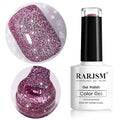 Reflective Glitter Gel Nail Polish, Diamond Gelpolish Violet Nailpolish Sparkly Shiny Gel Nail Art Varnish Manicure for Starter Nail DIY at Home U V L E D Cure Required RAR84