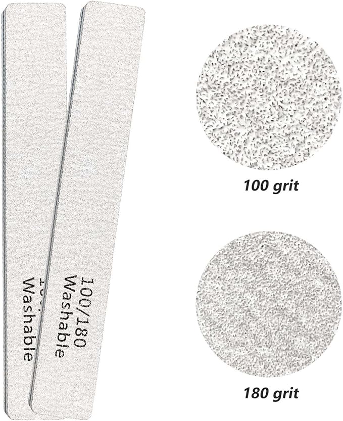 Nail File, 24 Pack Professional Reusable Washable Nail Files, 100/180 Grit Double Sides Professional Manicure Tools Kit, Nail Styling Tools for Home Salon