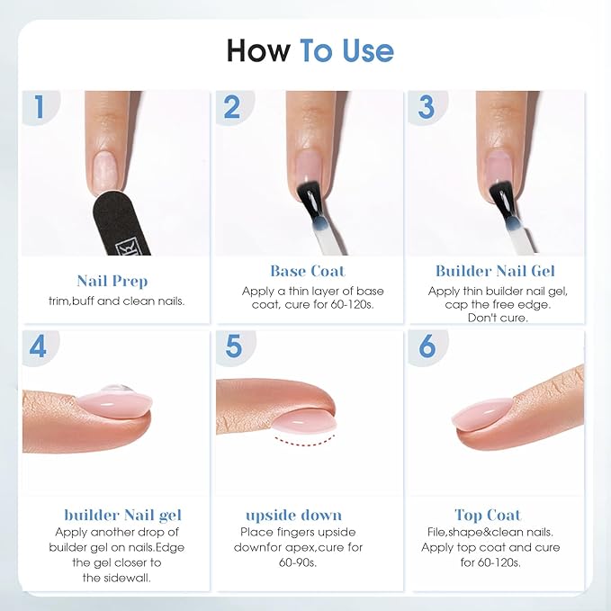 ROSALIND 2pcs Builder Gel for Nails,11ml 7 in 1 Clear Building Gel Nail Strengthener Enhancement Nail Building Nail Apex Soak Off U V Light Cure, Base Coat Top Coat Needed
