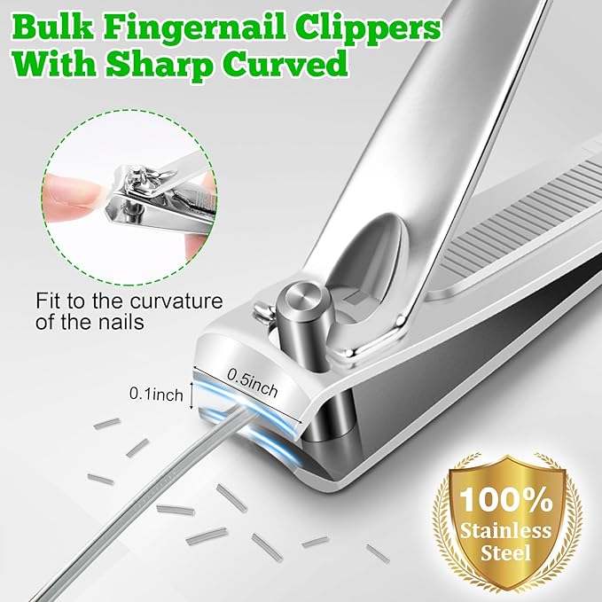 HOFASON 24 Pcs Nail Clippers Bulk for Men Women Adult, Professional Stainless Steel Fingernail and Toe Nail Clipper Cutter Set with File & Key Chains, Travel Manicure Pedicure Trimmer Kit for Homeless