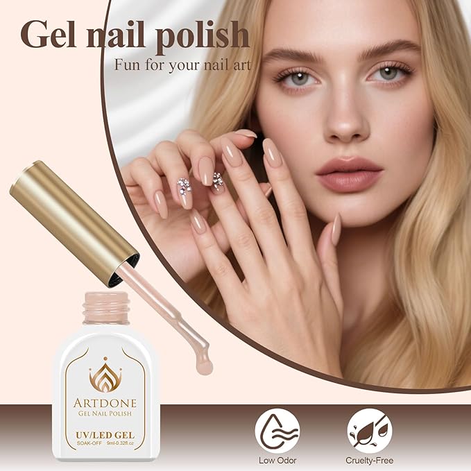 Artdone Gel Nail Polish Hema-free Solid Color Nude Color For All Seasons Neutral Soak Off LED Lamp Needed For Manicure Nail Art