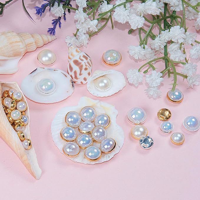 200Pcs Pearl Sew on Rhinestones for Crafting,8mm Claw Pearl Embellished Rhinestoness for DIY,Half Round Pearls for for Crafting Jewelry Handicrafts Clothes Bag Shoes-Ab Colorful(Silver Claw)