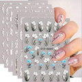 5D Embossed Flowers Nail Art Stickers for Acrylic Nails,8 Sheets Engraved Flower Butterfly Nail Decals Spring Summer Nail Art Accessories French Tips Nail Designs Self Adhesive Nail Stickers for Women