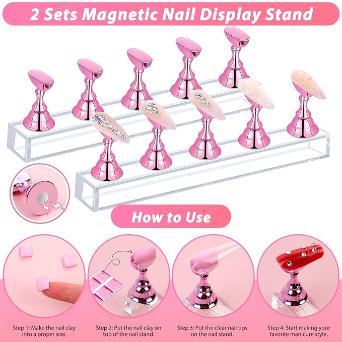 600PCS Clear Coffin Nail Tips Set Qinzave Clear Acrylic Nail Tips with Nail Glue Coffin Nails Full Cover with Nail Display Stand, Cuticle Nail Pusher Remover, Nail Files Buffer