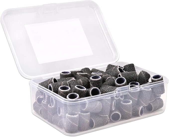 100 Pcs Large Nail Drill Bits Sanding Bands for Nail Drill – Nail File for Acrylic Nail Gel Manicures Pedicure PANA Nail Drill Bits (Sanding Bands Variation 01) (80 Grit, Large Black)