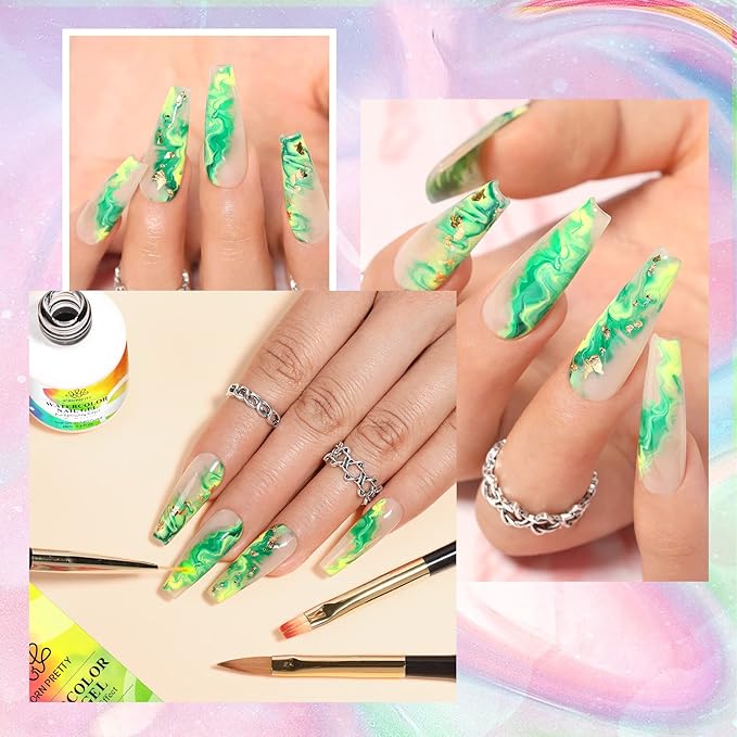 Born Pretty Nail Blooming Gel, 15ml Clear Clear U V Led Blossom Gel Polish for Spreading Effect Marble Natural Stone Watercolor Floral Print Nail Art DIY Design Manicure Valentine's Day Gift