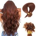 Curlable U-tip Human Hair Extensions 33# Copper Brown Keratin Nail Tip Hair Extension 100 Strands 0.5g/strands Straight Brazilian Remy Hair 16 Inch (40cm)