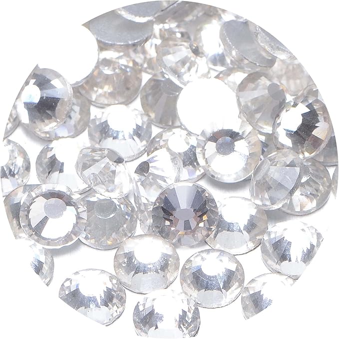 NCB 1500pcs Flatback Round Glass Nail Art Rhinestones Crystal for DIY Making Accessories Shoes, Clothes, Face Art, Bags, Manicure (Crystal, SS16 1500pcs)