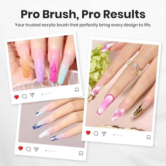 Beetles Pro 1-Pcs Acrylic Nail Brush – Professional Pure Bristles Kolinsky Acrylic Brushes for Nails Metallic Nail Art Brushes for Nails Extension Gel, 3D Carving – Salon Quality Manicure Tool (12#)