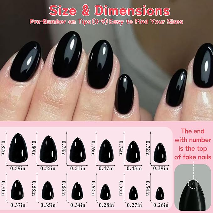 120pc Black Almond Press on Nails Short Fake Nails Press ons for Women Acrylic Nails Press on Nails&Glue Tabs, Short Black Press on Nails Almond False Nail Tip Stick on Artificial Fingernail