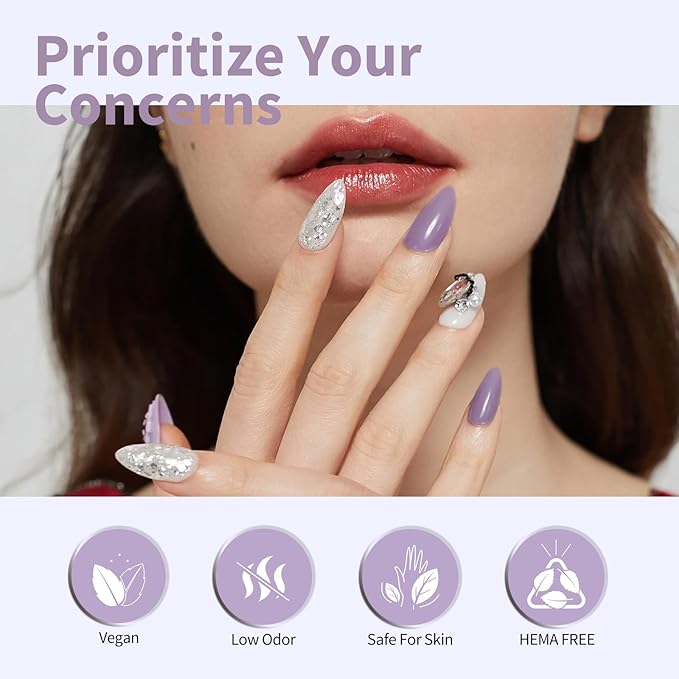 CANNI Purple Gel Nail Polish, 1Pcs Light Purple Gel Polish Pastel Color Nail Polish High Gloss Nail Manicure Salon DIY