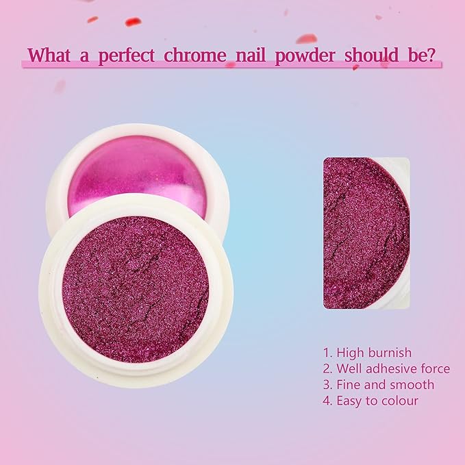 6 Box Chrome Nail Powder, Chrome Effect Nail Powder Set, Shiny Nail Glitter Powder with Magic Mirror Effect for Nail Art Design Decoration(Fluorescent Color Series)