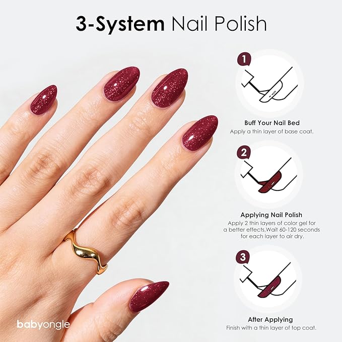 Glitter Red Nail Polish, 14 ML Quick Dry Nail Polish for Nail Art DIY Manicure at Home, Chip Resistant Nail Lacquer for Nail Art Varnish, Long Lasting, BOG130