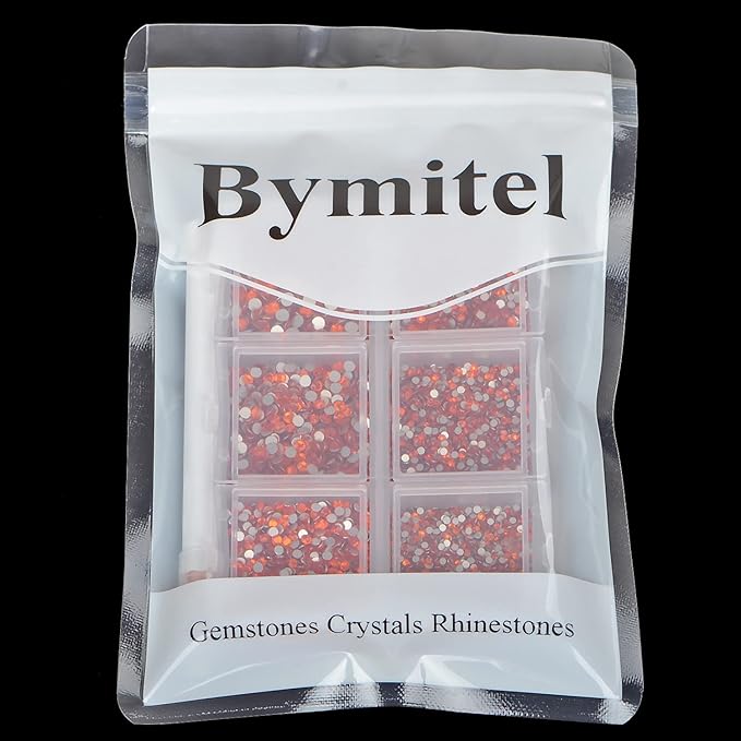 Bymitel 7200 Pieces 6 Mixed Sizes Glue Fix on Glass Rhinestones Round Crystal Gems Flatback for DIY Jewelry Making with one Picking Pen(6-Sizes 7200PCS, Hyacinth)