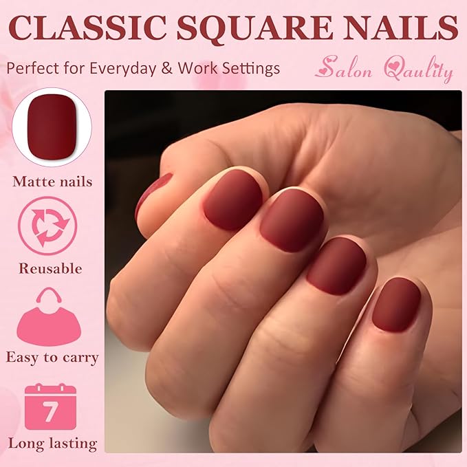 AddFavor Press on Nails Short Square Fake Nails, 576pcs 24 Colors Round Square Press on Nails Full Cover Acrylic Nail Press ons, Matte False Nail Tips for Girls Teens Glue on Nail