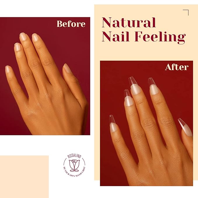 ROSALIND Half Matte Medium Coffin Fake Nail Tips, 264PCS Press on Nails Coffin Full Cover Medium False Nail Tips DIY Manicure Salon Artificial Extension Nails(One-Sided No File)