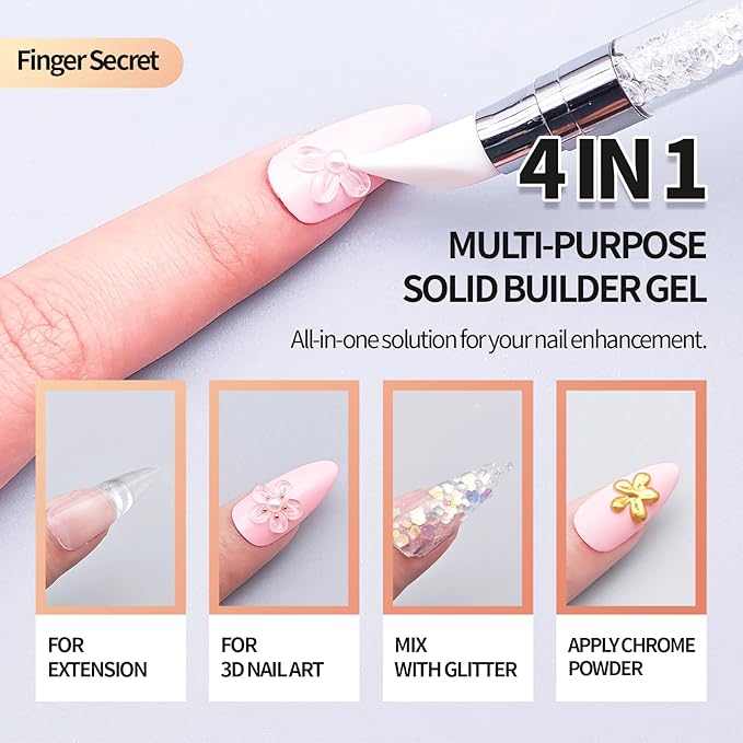 3D Gel Nail Art Kit-Warm Nude Solid Builder Gel for Nails 3D Sculpting Carving Building Modeling Hard Extension for Beginner DIY Salon at Home Cured Needed