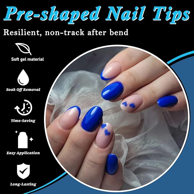 240pc Oval Gel Nail Tips Short Fake Nails Clear Press ons Nail, Short Oval Nails Tips Acrylic Nails Extension Soft Gel Nails Tip Full Cover Round Almond False Nail Clear Artficial Fingernails