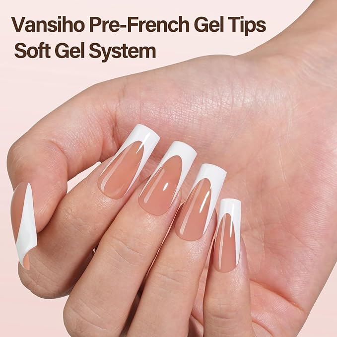 Vansiho Deep French Gel Nail Tips, 150Pcs Long Square Gel Nail Tips, Brown French Tips Press on Nails, Fake Nails for Nail Art DIY 15 Sizes