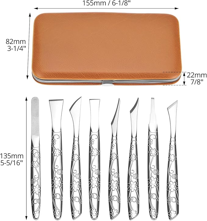 QWORK Ingrown Toenail Tool, 8 Pcs Foot Shaver Pedicure Tool, Stainless Steel Dead Skin Removal Kit, for for Ingrown Foot Fingernail Care