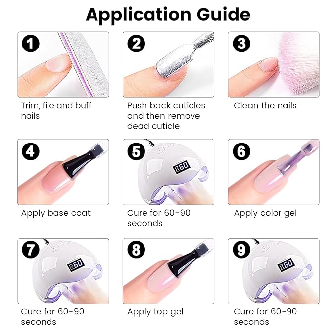 RARJSM Nude Pink Gel Nail Polish with Purple Pearl Glitter Clear Sheer Nude Shimmer Gel Polish 15ml UV LED Soak Off Transparent Soft Pink Color Home Salon French Manicure Varnish Curing Requires