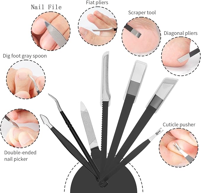 Fingernail and Toenail Nail Clippers for Thick and Ingrown Nails, 11 Pieces Manicure and Pedicure Kits Cutters Care Tools Hand Foot Treatment for Men, Women, and Seniors with Travel Case