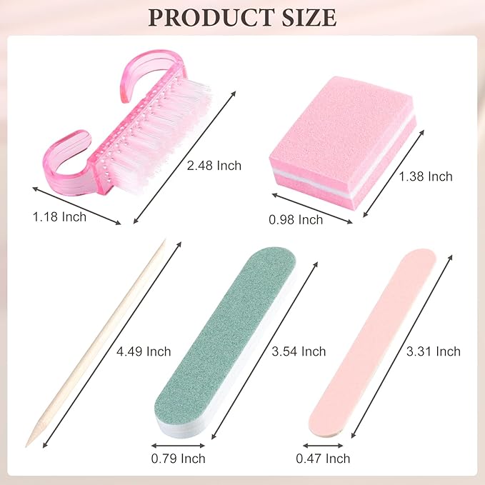 10 Sets Disposable Manicure Prep Kit for Travel Home, Portable Basics 5 in 1 Nail Salon Pedicure Kit, Professional Nail Tool Supplies, Nail File, Mini Buffer, Wood Stick & Handle Grip Brush