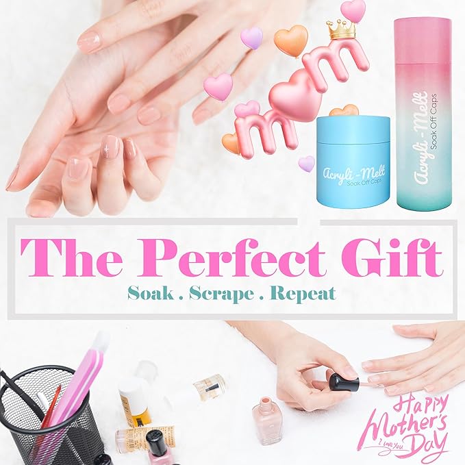 Gel Nails Polish Remover Refill Kit - 2-in-1 Mix Set with Soak Off Caps & Buffers - Quickly Removes Poly Gel & Acrylic Nails - Simple, Comforting & Effective