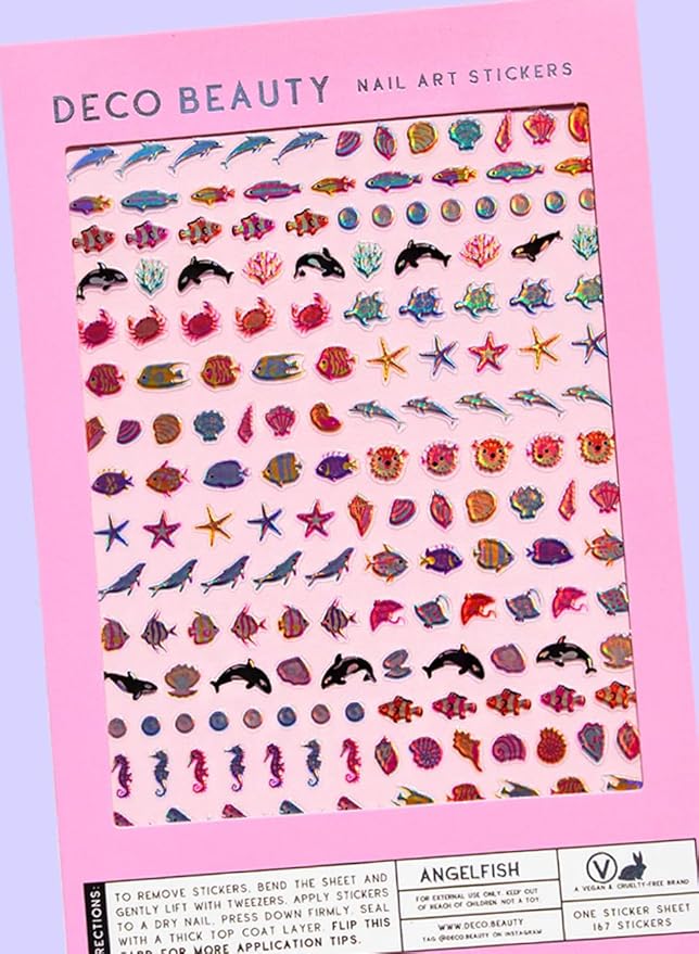 Deco Beauty Angelfish -Super Thin & Easy-to-Apply Nail Art with The Cutest Designs-Durable & Long-Lasting Nail Art Stickers and Decals for Women, for DIY at-Home Manicures & Salon-Quality Nails