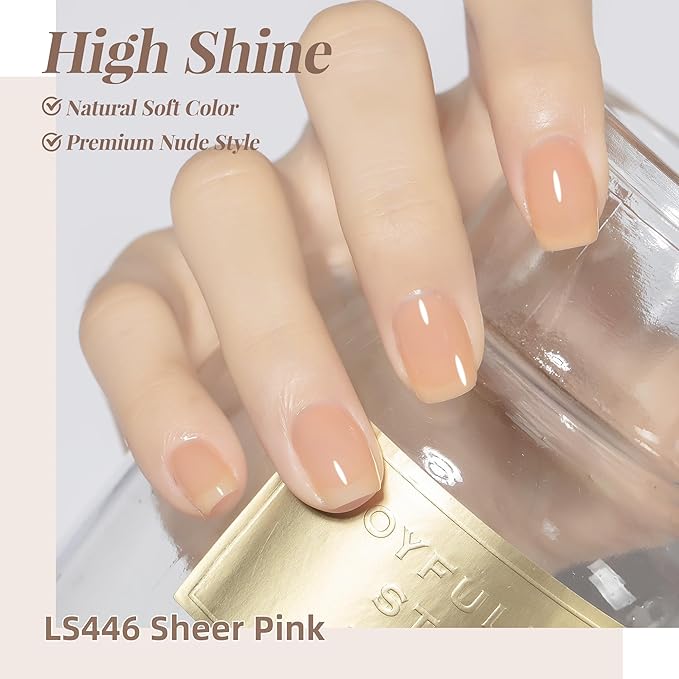 YTD Likomey Nude Gel Nail Polish,15ml Sheer Pink Translucent Neutral Jelly Salon Home DIY Nails Art Manicure UV Nail Gel Varnish,LS446