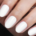 UNA GELLA 32Pcs Soft Gel Press on Nails Oval - 16 Sizes Milky White Round Glue on Nails, Reusable Solid Color False Nails, Full Cover Acrylic Nail Kit for Women DIY Home Manicure
