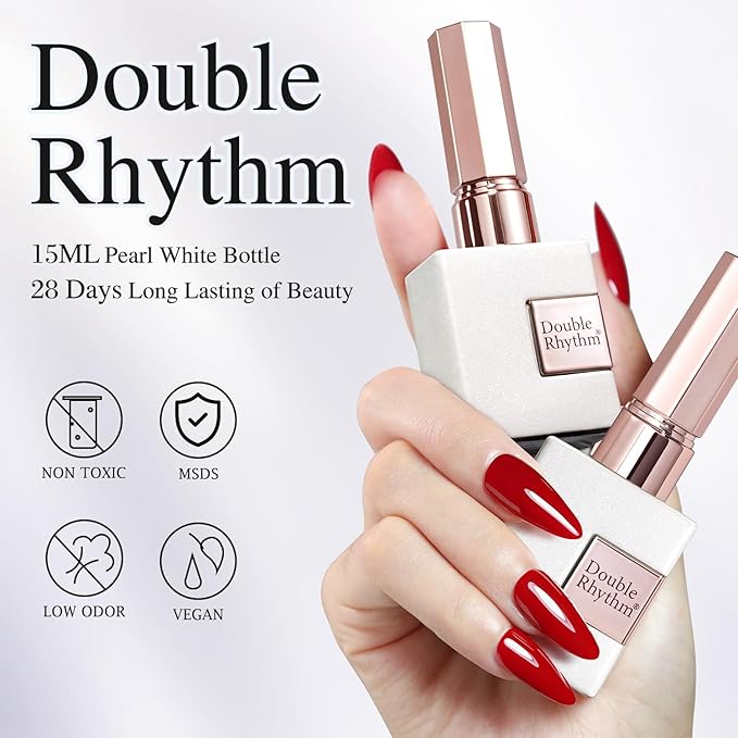 Double Rhythm Gel Polish 15ML Jelly Sheer Pastel Light Milky Color Pearl White Bottle 1 PC 0.5 OZ Full Size Nail Art Salon at Home (Milky Green-D1409)