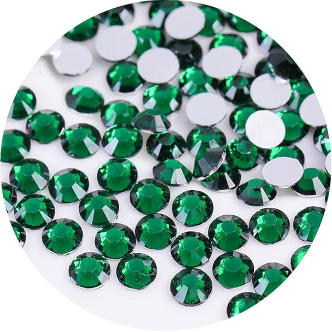 4500 Pcs SS12 3mm Flatback Rhinestones for Nails Art Crafts Glitter Round Gems Crystals DIY Clothes Shoes（Dark Green)