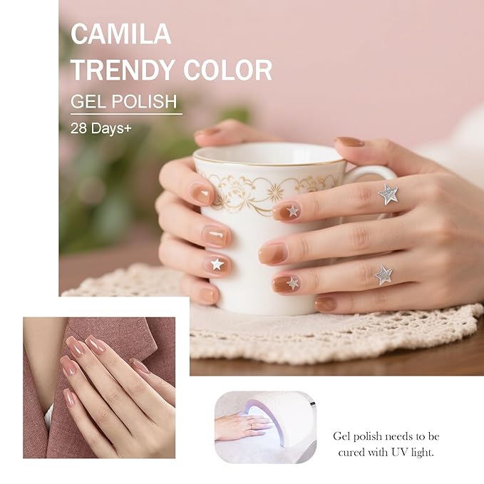 CAMILA ¿ 6pcs 15ml Hema Free Tpo Free Gel Polish Set Light Nude Gel Nail Polish Kit Soak Off Gel Polish Manicure Salon For Women L Set