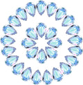MECCANIXITY 48 Pcs 3D Teardrop Rhinestones Diamond Nail Charm Crystal Pointback K9 Glass Rhinestones Crystal Gems for Jewelry Making, Craft, 8x12mm, AB Blue