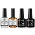 Morovan Nail Dehydrator and Primer with Gel Base & Top Coat Set 4PCS Professional Fast Dry Acid Free Supplies Primer for Acrylic & Gel Nail Polish Gifts