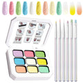 Gradient Gel Nail Set, 9 Bright Colors Ombre Gel Nail Polish with 6 Aurora Multi-Purpose Brushes for Pigment Pat Nails French Manicure Nail DIY Painting Soak Off UV N Easter Eggs