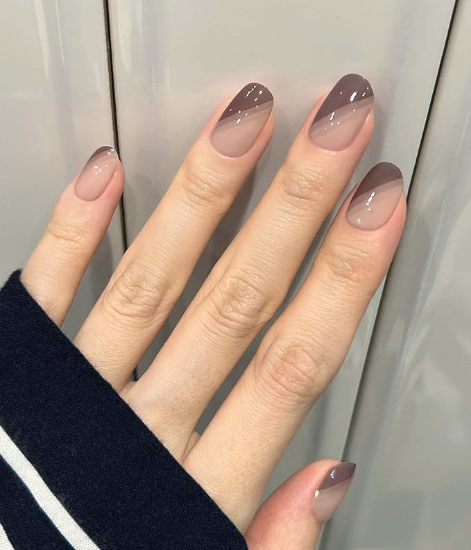 Nail Polish Strips (No UV Lamp Needed) - 22 Pcs Salon Quality Gel Nail Stickers - Long Lasting Wraps (Deep Purple French)