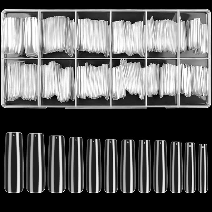 240 Pcs Clear Full Cover Nail Tips for Acrylic Nails Professional, Coffin Fake False Ballerina French Acrylic Nail Tips Extension for Salon Manicure Home DIY